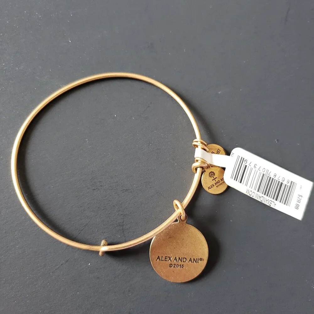 NWT Alex and Ani Y Initial Letter Gold Charm Bracelet Bangle boho 739